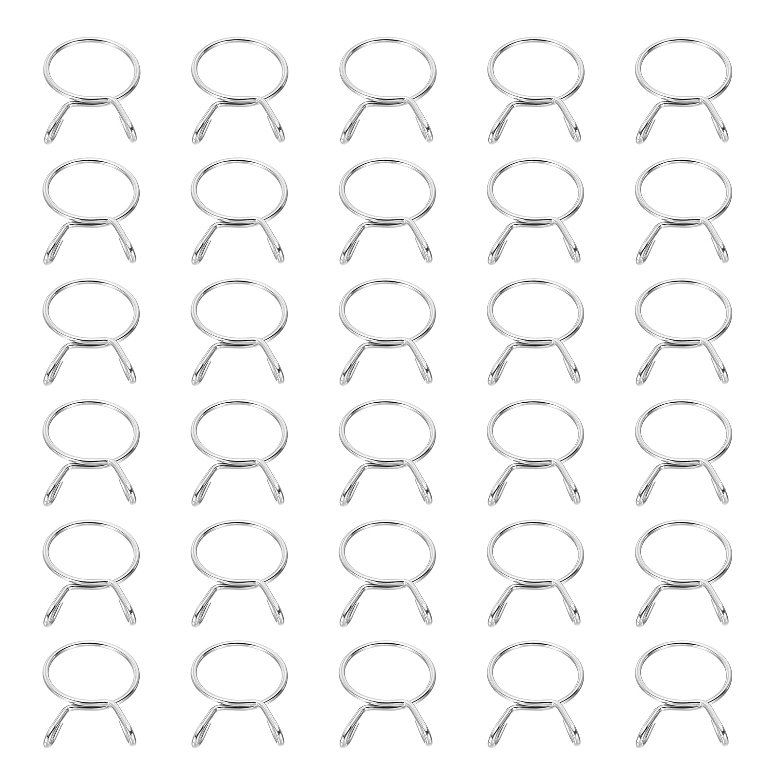 sourcing map Fuel Line Hose Clips 30Pcs 28mm ID 31.4mm Clamp Dia. 304 Stainless Steel Tubing Spring Clips Clamps Assortment for Air Hose Tube Water Pipe Motorcycle Scooter ATV, Silver