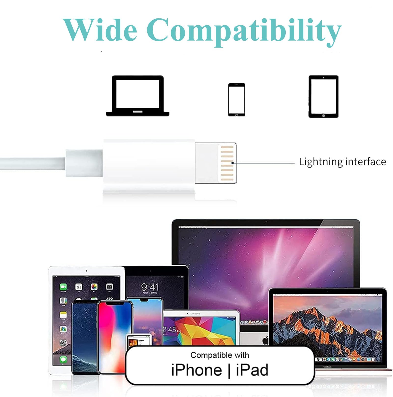 Słuchawki douszne z kablem do iPhone'a, 2 sztuki, certyfikat Apple MFi, kompatybilne z iPhone 14/13/12/11/XR/XS/X/8/7/SE/Pro/Pro Max