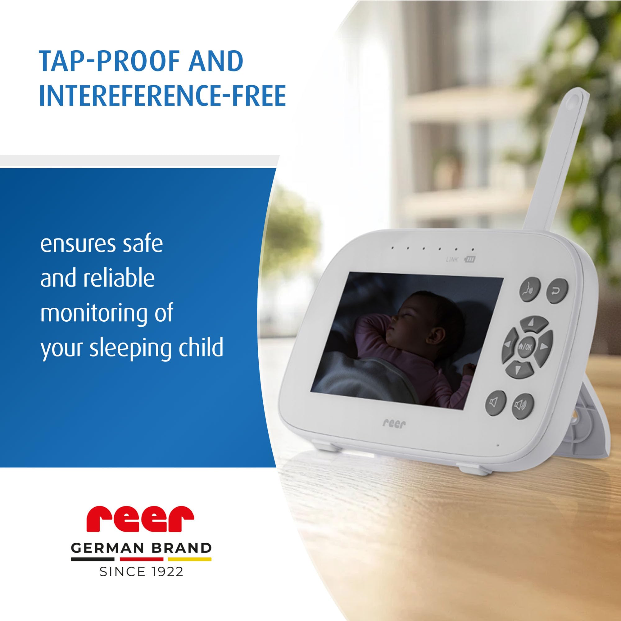 Reer BabyCam XL Move | Vigilabebés Digital | tecnología FHSS a Prueba de escuchas | Pantalla TFT de 4,3" | Alcance de 300 m | cámara giratoria e inclinable | visión Nocturna | función de