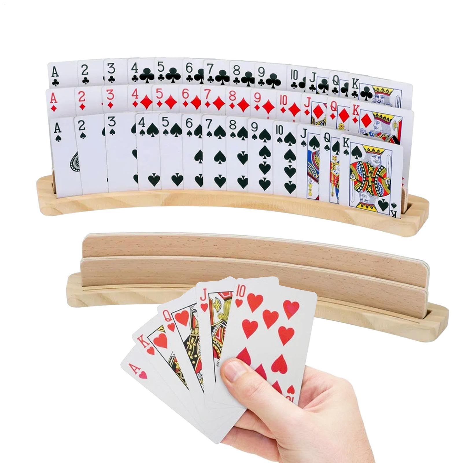Poker Card Rack Set - plasticc Playing Card Support Tray, Upright Holder Base | gamingg Table Assistant for Bridge, Rummy, Euchre, Lightweight Grip-Free Card Display for Elderly and Children