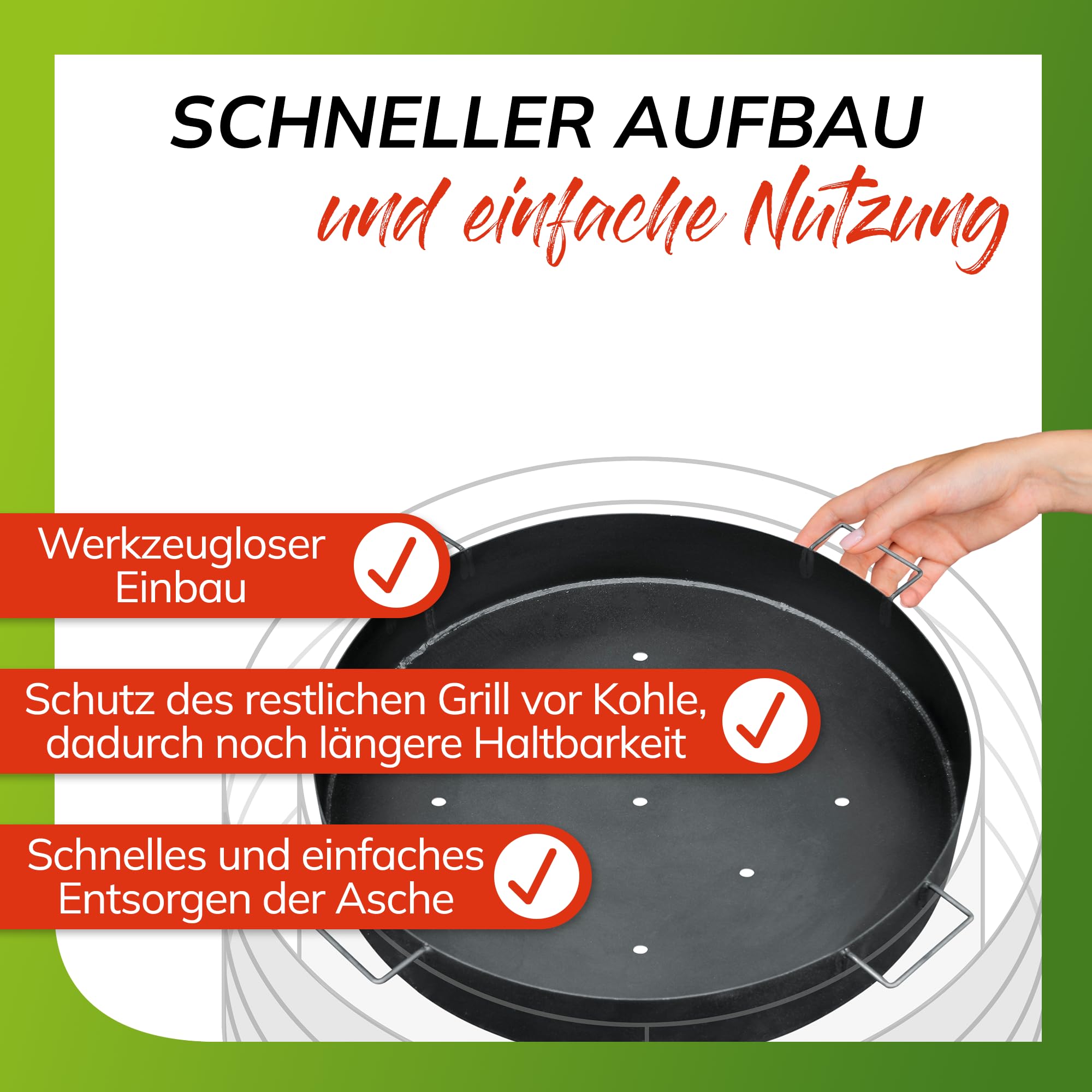 bellissa – Kohlenschale für Gabionen-Feuerstellen & Schwenkgrills 65x10cm – Robuste Feuerschale aus emailliertem Stahlblech - Grillschale perfekt für Holzkohle & Holz – Hitzebeständig & wetterfest