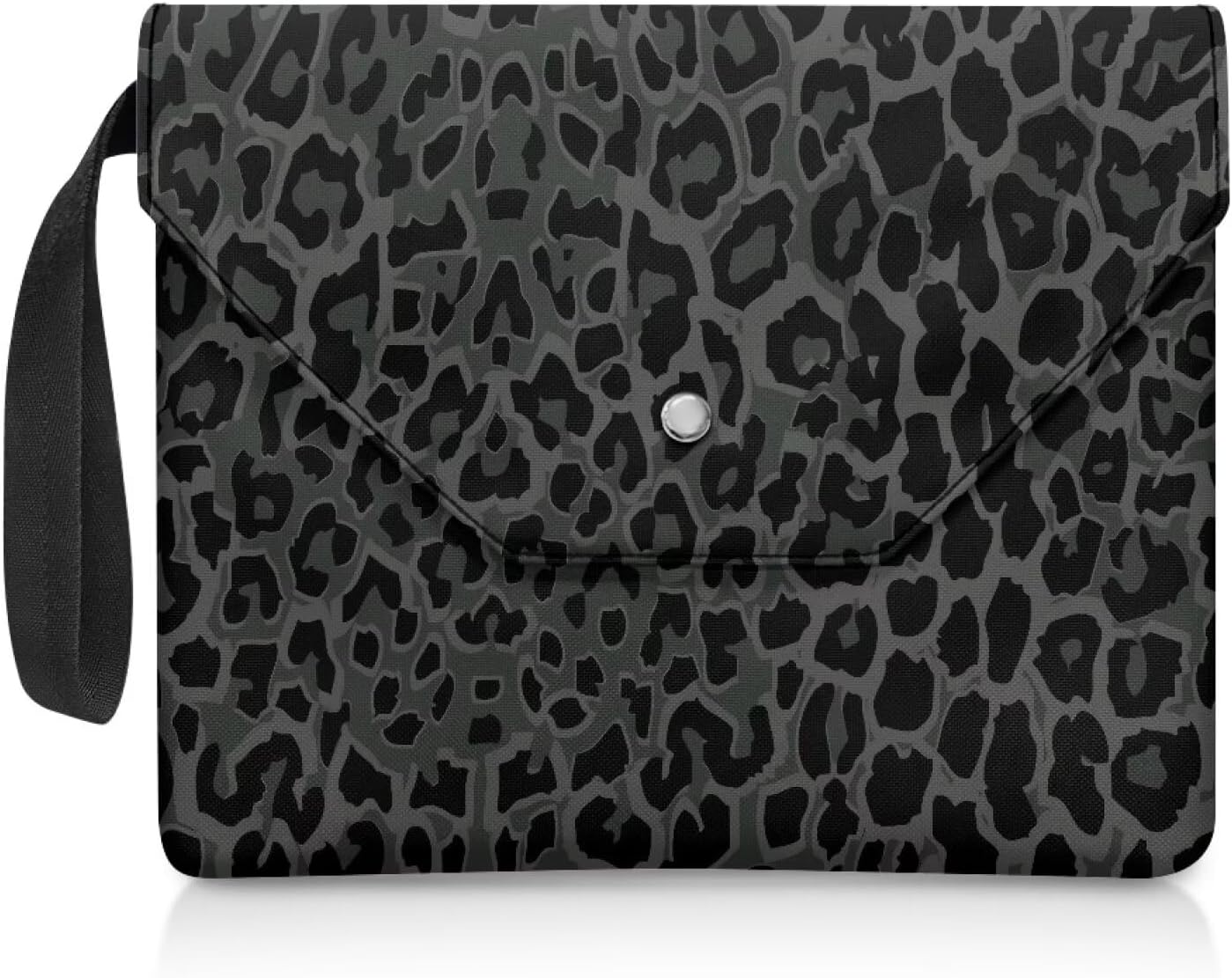 Poceacles Durable Book Cover with Extra Sleeve, Washable Book Bag for Book Lovers, 11.8 x 9.4 Inch, Black Leopard Print, Einheitsgröße