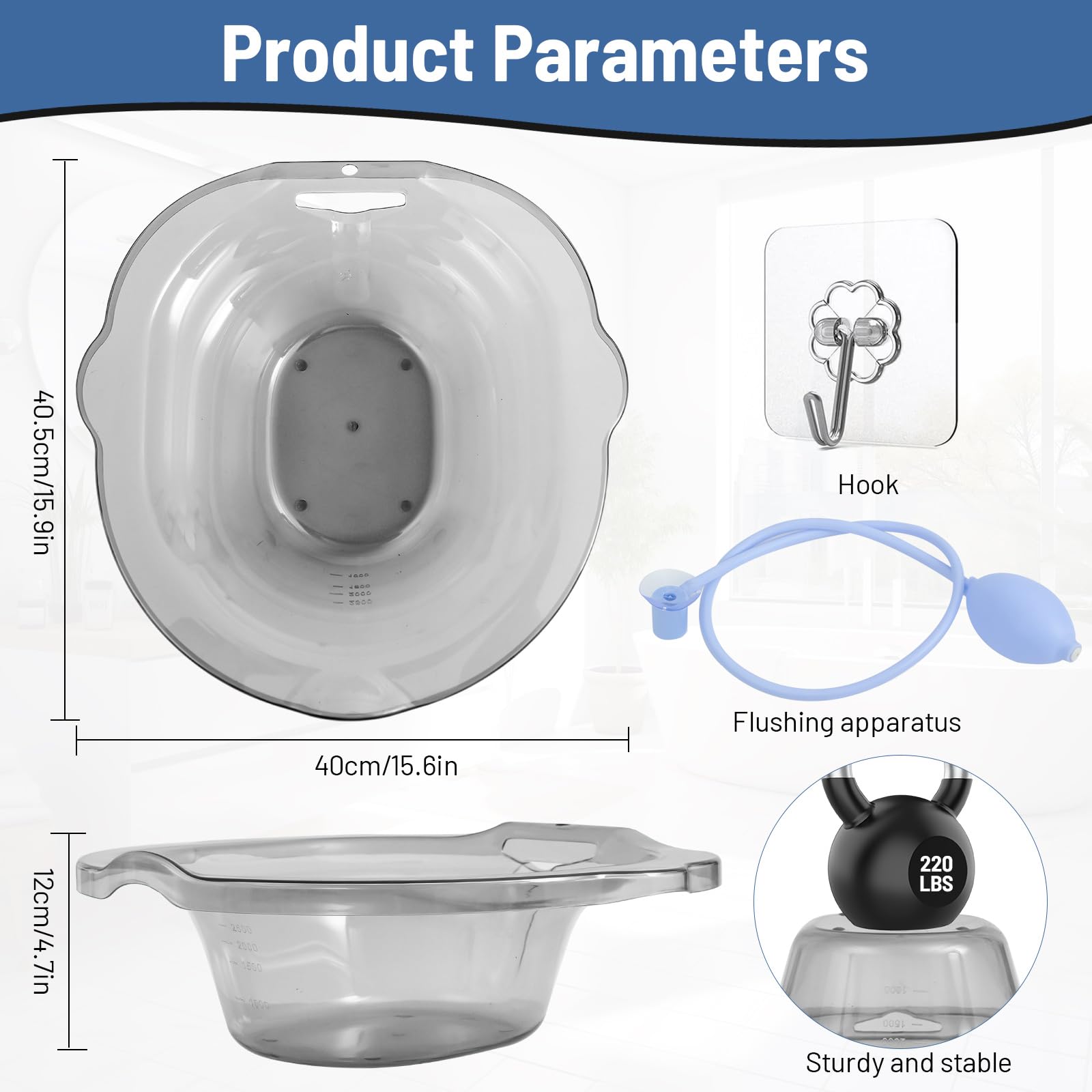 Sitz Baths Siège de salle de bain pour soins post-partum, personnes âgées, handicapées ou traitement des hémorroïdes – Atténuent les infections et soulagent l'inflammation