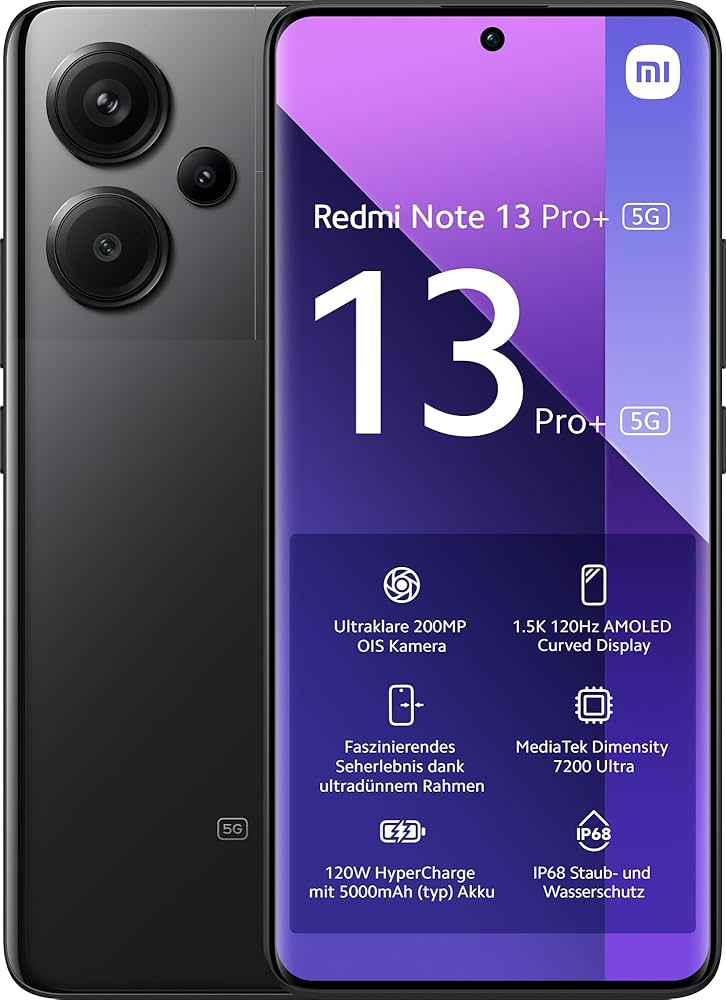 Xiaomi SIMフリー　Redmi Note 13 Pro+ 5G 8 XIAOMI Redmi Note 13 Pro+ 5G Smartphone, 8+256GB, Handy ohne