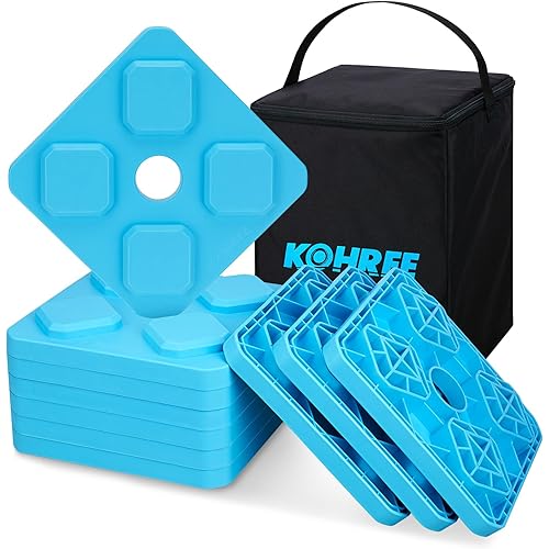 Kohree Heavy Duty RV Leveling Blocks, 10 Pack Camper Leveling Blocks with Storage Bag, Interlocking Sturdy RV Blocks for Single and Dual Wheels, Stabilizer, Jack, Travel Trailer Accessories