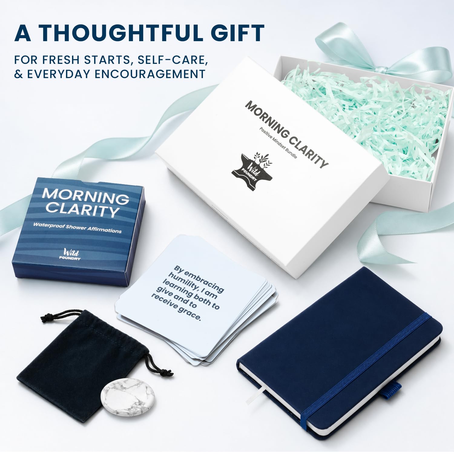 Self Care Gift Set: Affirmation Cards & Howlite Stone -5