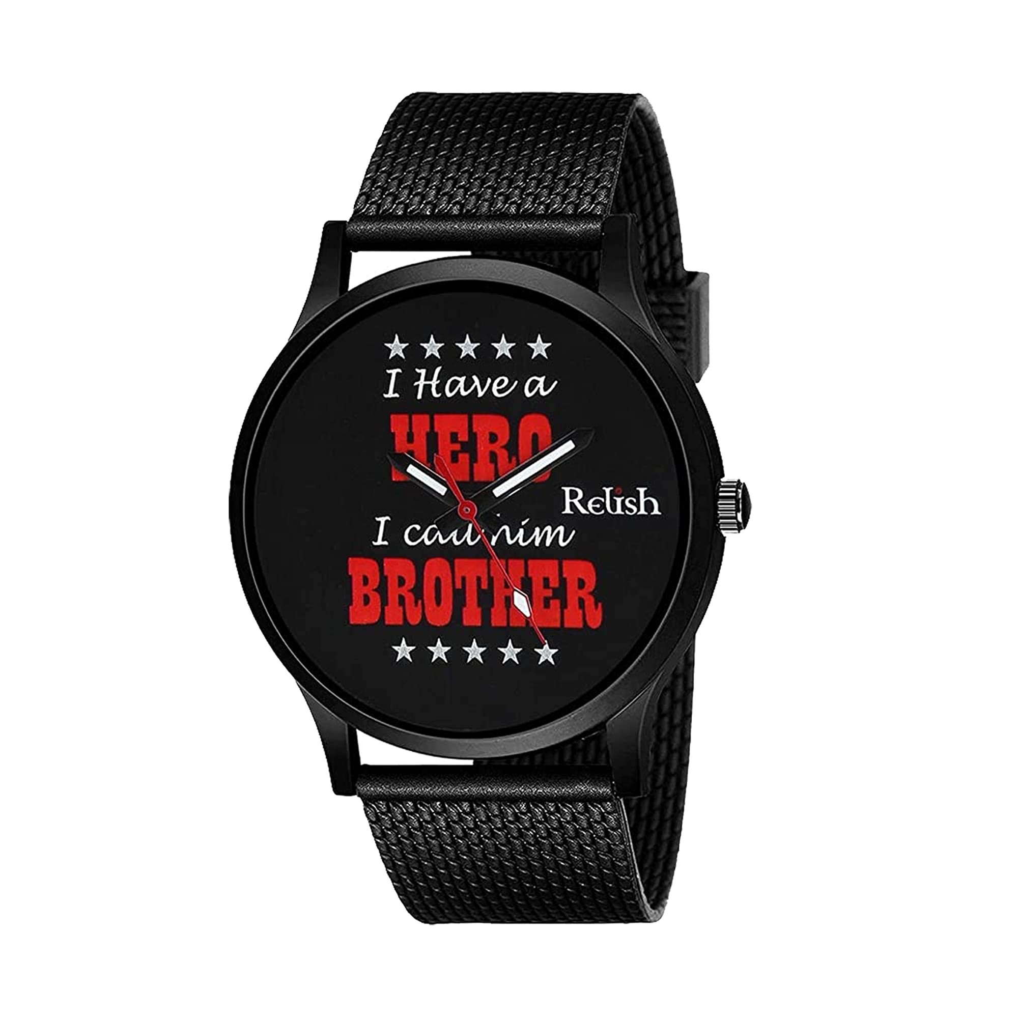 Relish Mens Black Stainless Steel Case Rubber Strap Analog Display Quartz Watch | RE-BRO073 | Gift for Brother (B097RQP1QJ) Amazon Price History, Amazon Price Tracker