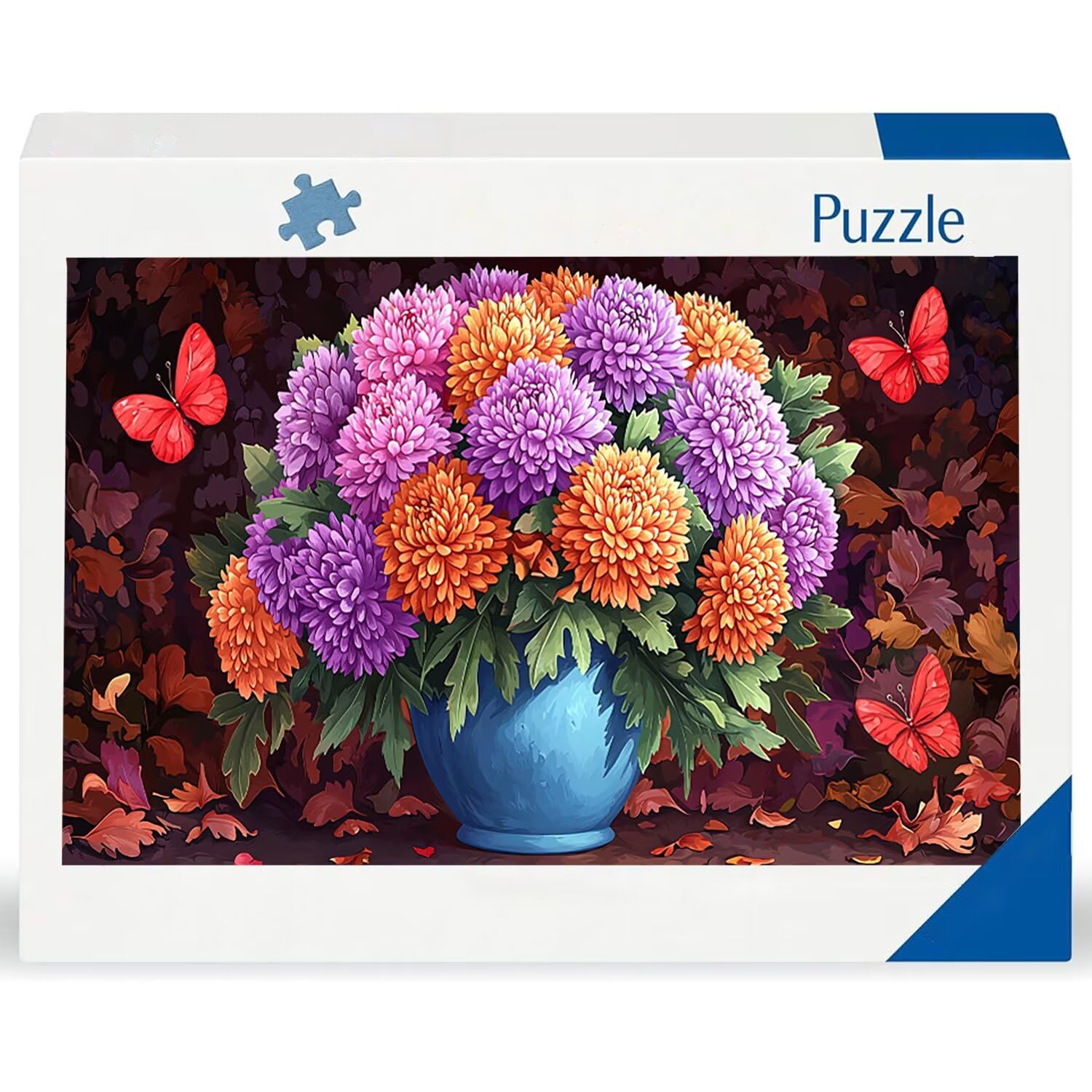 Drewniane puzzle dla dorosłych 900 sztuk - wazon motyl, gra logiczna grafika dla dorosłych, druk w wysokiej rozdzielczości puzzle wielokolorowe kreatywne hobby prezent b-487