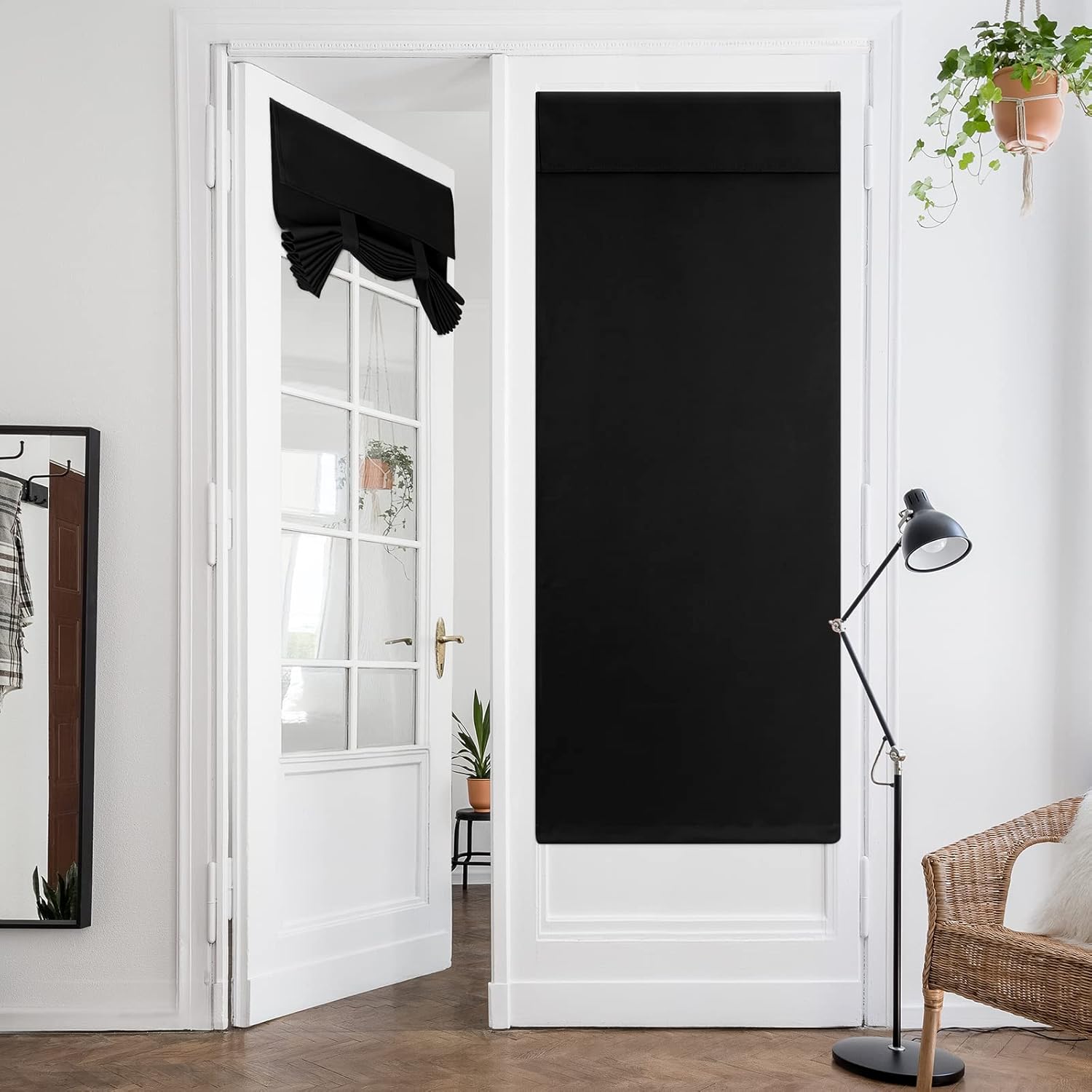 HOMEIDEAS Black French Door Curtains, Privacy Door Window