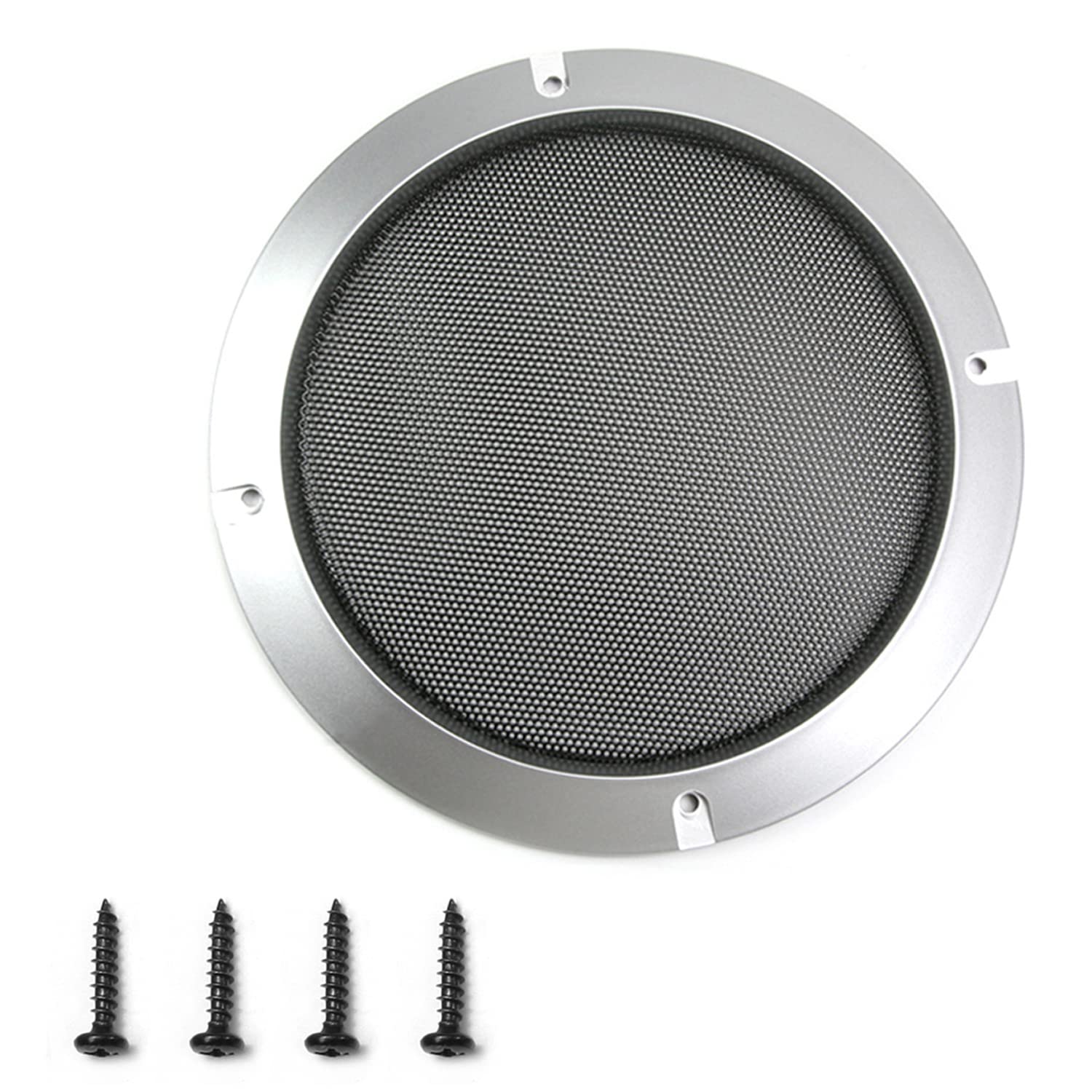 Fielect 3inches Speaker Grill Mesh Decorative Circle Subwoofer Guard Protector Cover Audio Accessories Grey Metal Trim 1Pcs-image-1