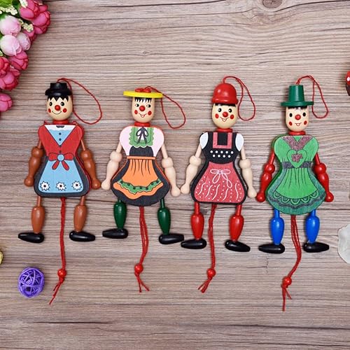 Miniatura 8 de Marionetas de madera, juguetes de muñeca Margaretha de madera para colgar en cuerda con manos y pies movibles para padres e hijos, juguetes