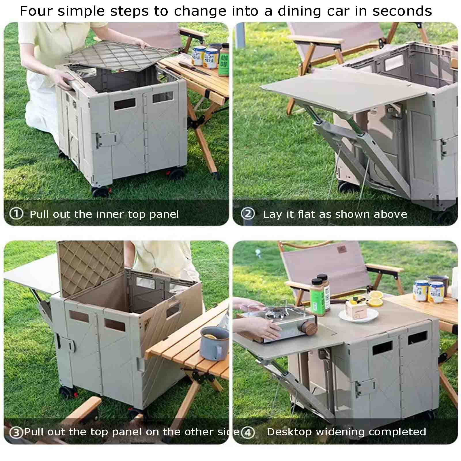 Carrello della spesa pieghevole multifunzione, carrello da supermercato con scatola portaoggetti, portatile per esterni, per generi alimentari, viaggi e campeggio