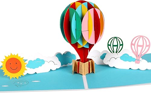Miniatura 5 de evron Tarjetas de cumpleaños desplegables, tarjetas emergentes de globo aerostático, tarjetas de felicitación de globo aerostático 3D, para