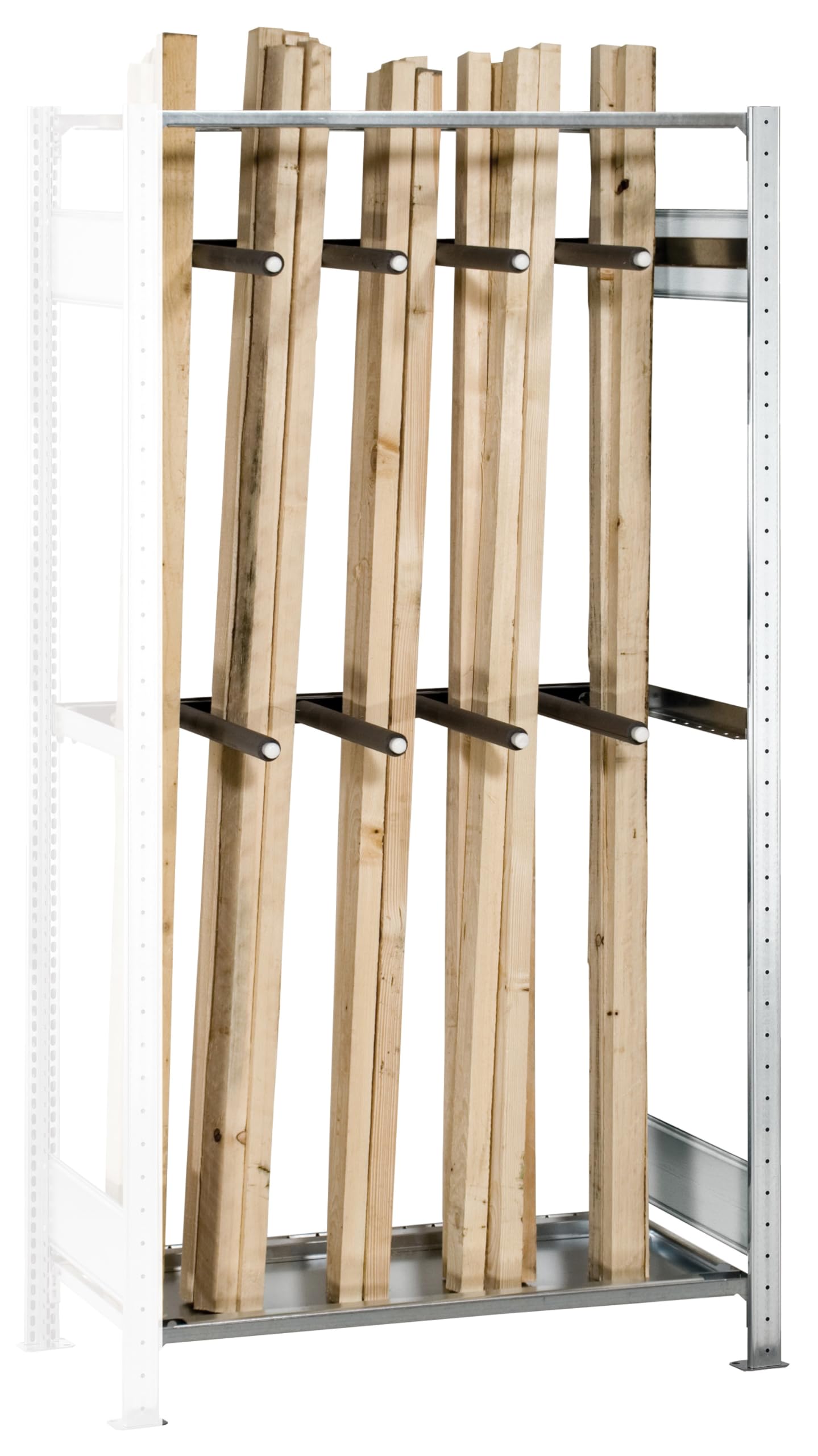 SCHULTE Lagertechnik Anbauregal, Langgutregal MULTIplus150 | 2000 x 1000 x 500 mm (HxBxT), verzinkt, 1 Fachboden, mit 2 Stück Universalsätzen mit je 4 Unterteilungsrohren 400 mm (HxBxT)