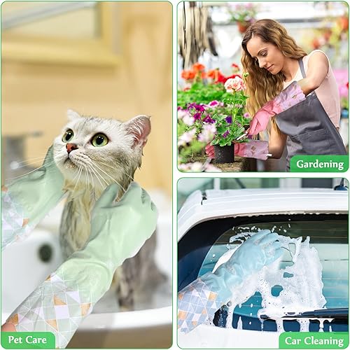 Miniatura 7 de Yiomxhi Guantes de limpieza para el hogar, 3 pares de guantes reutilizables para lavar platos, sin látex, guantes de cocina antideslizantes con
