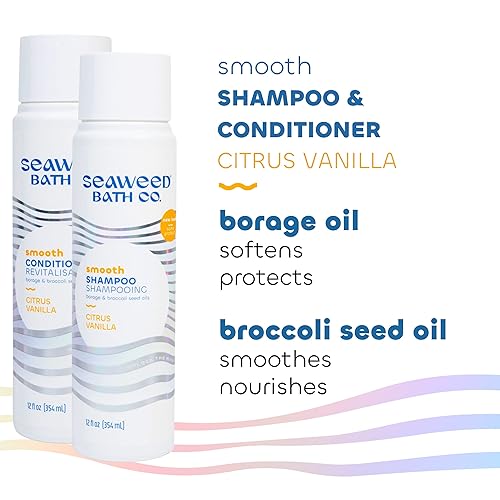 Miniatura 6 de Seaweed Bath Co. Smooth Shampoo and Conditioner Set, Citrus Vanilla Scent, 12 Ounce (Pack of 2), Sustainably Harvested Seaweed, Borage and Broccoli
