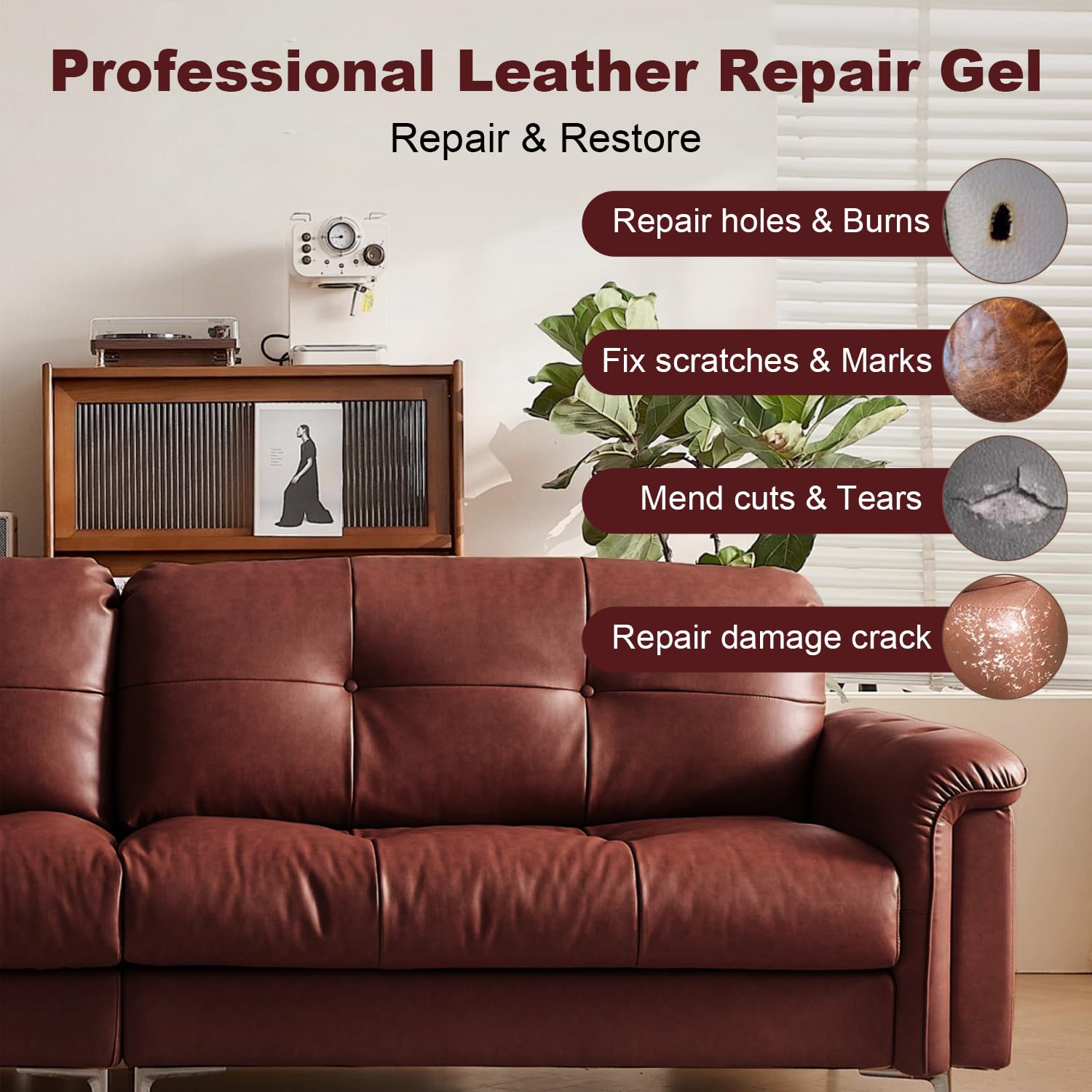 3pcs Upgrade Advanced Leather Repair Gel, Leather Repairs kit for Furniture, Leather Car Seat Vinyl Repair Kit, Multifunctional Leathers Repair Kits for Car Seat Couch and Jacket Repair Kit (Black)