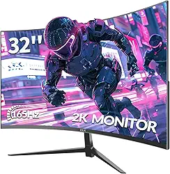 ZZA Monitor De Jogos Curvo Qhd De 32 Polegadas - Resolução 2K, Taxa De Atualização De 165 Hz/180 Hz, Tempo De Resposta De 1 Ms, Freesync E G-Sync, Hdr10, Cobertura Srgb De 122%, Dp/Hdmi, Compatível