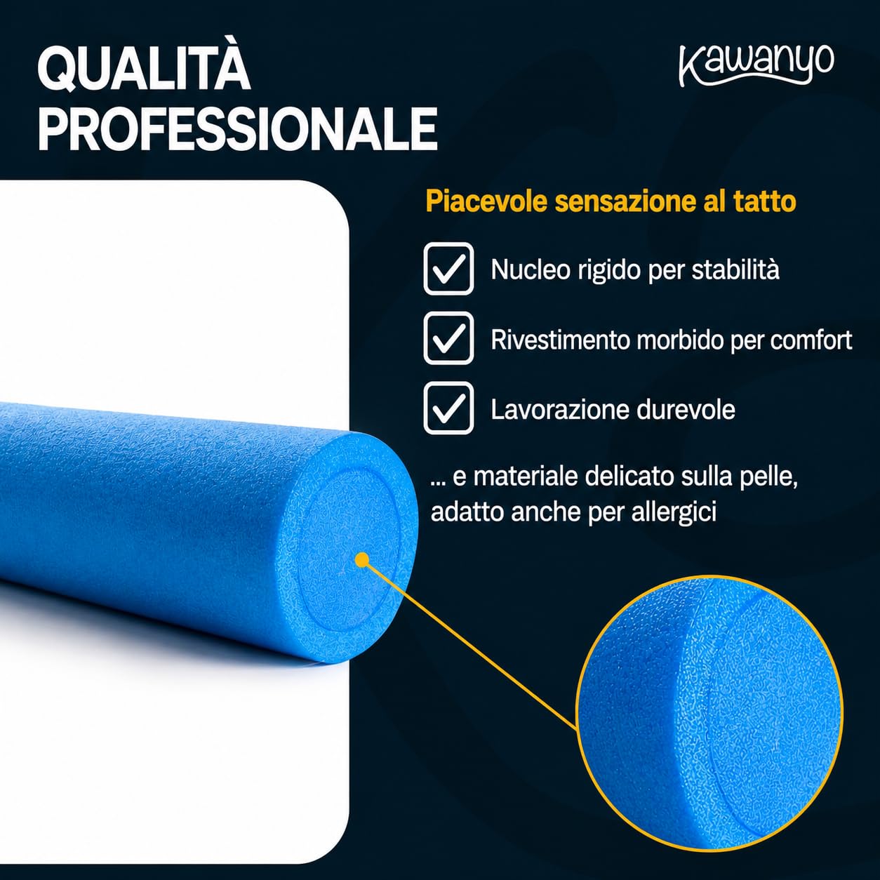 Rullo Massaggiante per Muscoli in Schiuma Foam Roller per Massaggio Muscolare, Fisioterapia, Yoga, Pilates e Fitness