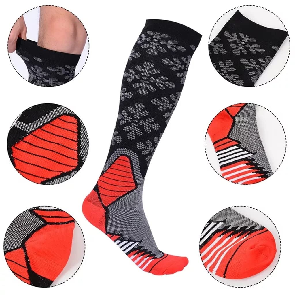 Skarpety 7 kolorów Casual Unisex Miedź Skarpety kompresyjne Kobiety Mężczyźni Kolano Wysokie Stockings Męskie Damskie Miękkie Skarpety Damskie Skarpety Chłopcy (Kolor: Czerwony Rozmiar: Kod S-M)