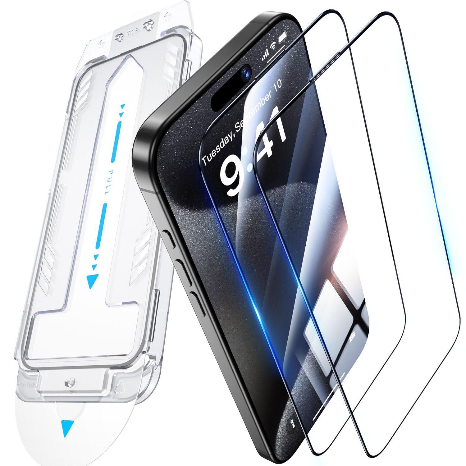 UniqueMe para iPhone 15 Pro Max Vidrio Templado - Transparente, 2 Piezas