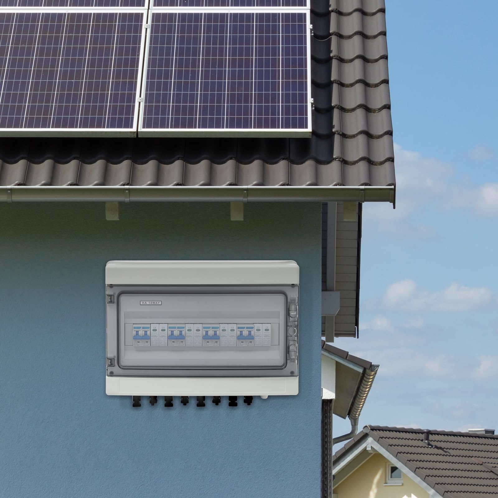 PV Combiner Box 4 in 4 Out 1000V DC, 40A Solar Combiner Box mit Überspannungsschutz & Kurzschlussschutz, IP65 wasserdicht, für Photovoltaik-Anlagen, geeignet für 6mm Kabel, inklusive Montagezubehör, W