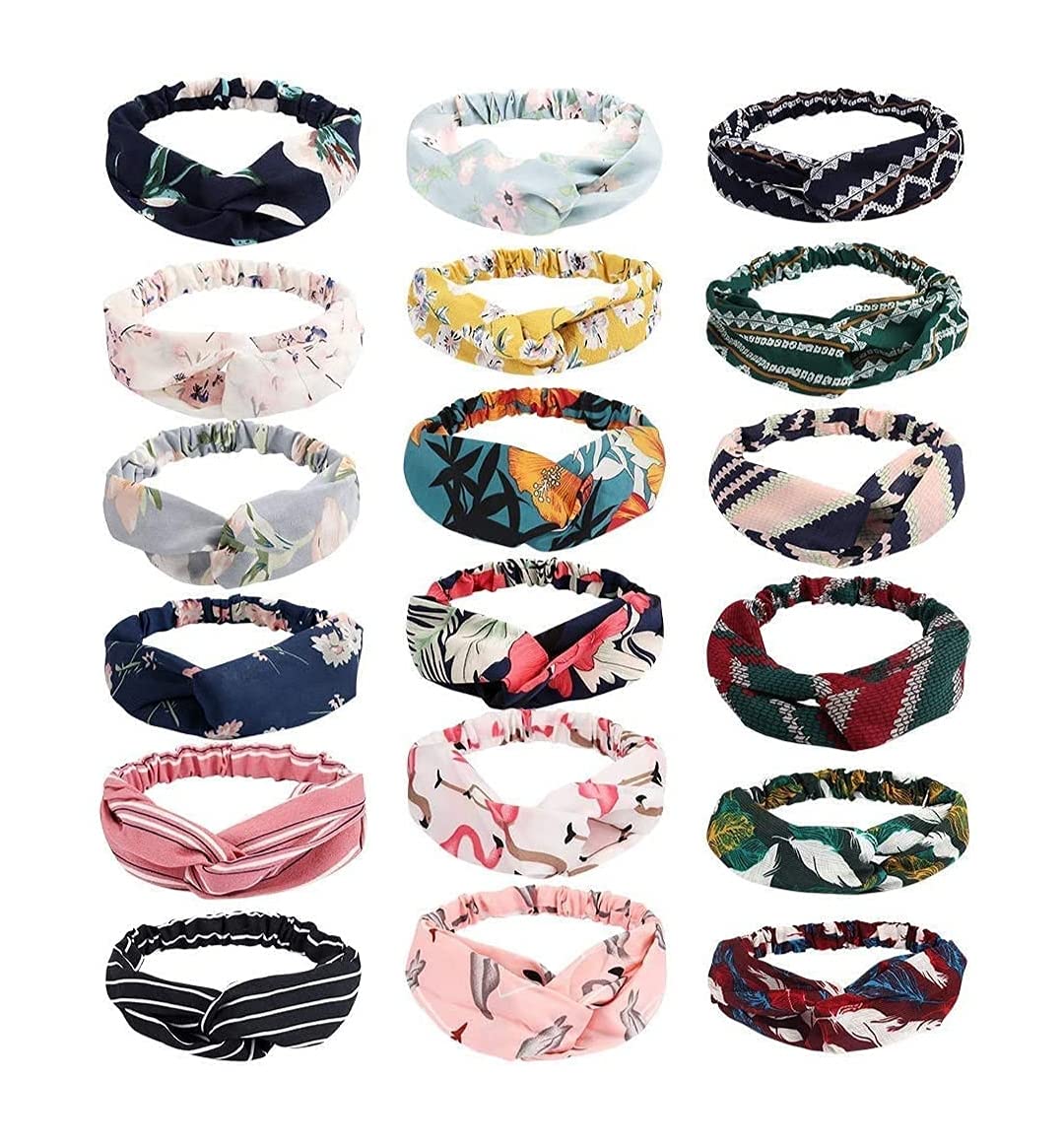 DOLLIT Womens Headband/Hairband Korean Style Boho Vintage Hair Band Printed Criss Cross Twisted Cute Hair Accessories Elastic Head Wrap Headbands with floral print for women and girls PACK OF 10 (B095LR4T6Y) Amazon Price History, Amazon Price Tracker