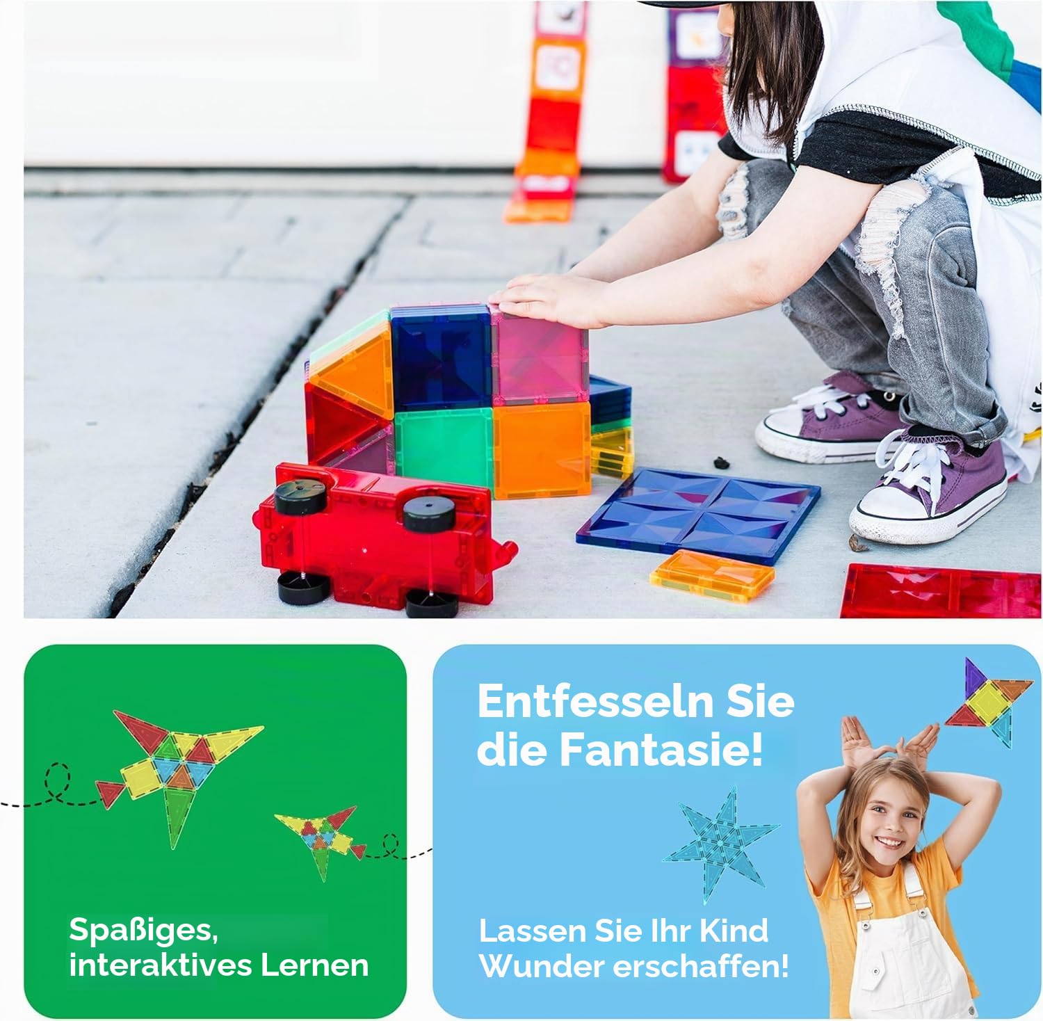 PicassoTiles 60pc Magnetischer Baustein 60-teiliges Set Magnetische Fliesen Konstruktionsspielzeug Lernset Engineering Mint Pädagogisches Spielset Kreative Kinder Gehirnentwicklung Stapelblöcke PT61