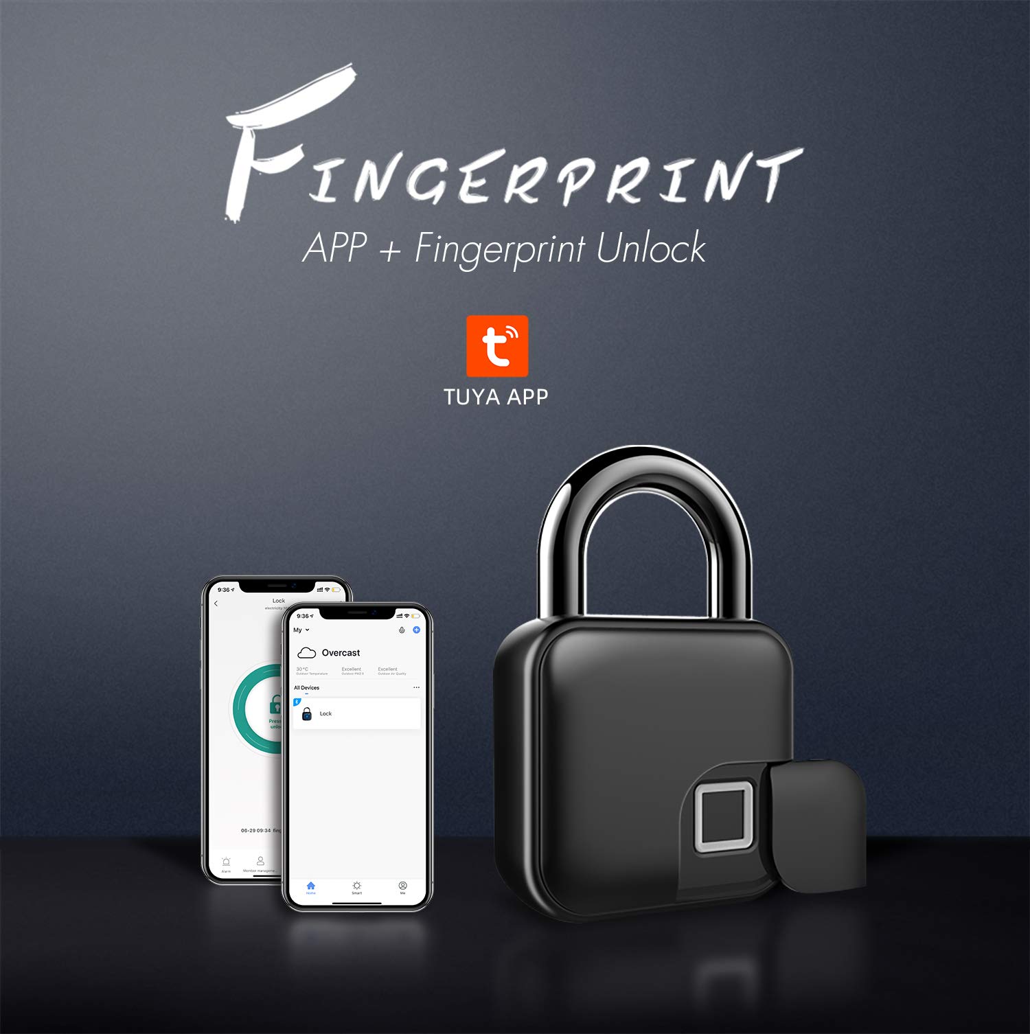 Cadenas à empreintes digitales cachées Tuya Bluetooth intelligent biométrique sans clé à empreintes digitales cadenas de porte rechargeable USB antivol serrure de sécurité