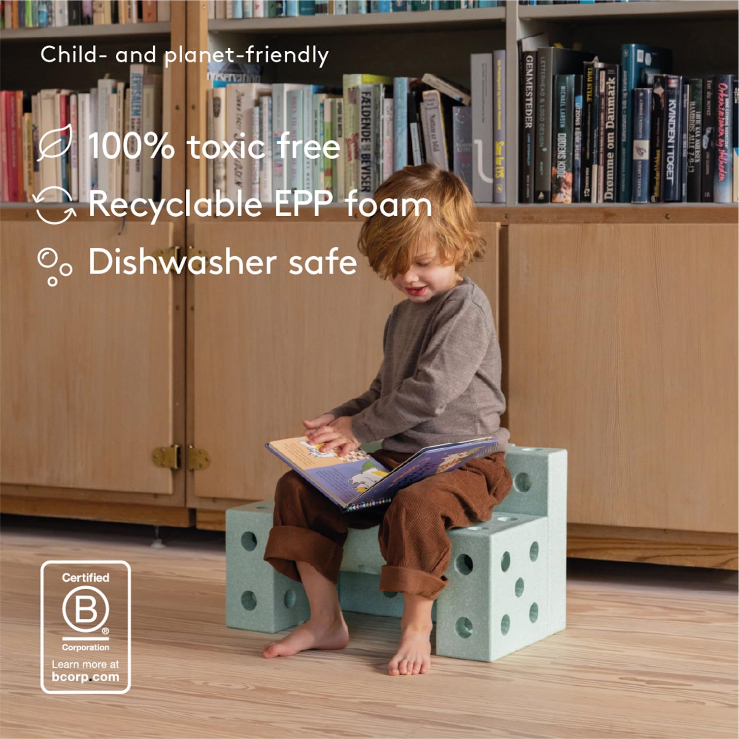 Modu Spielzeugmarke, Modell 20 Teile, Baukasten, Starter-Setset, Playsystem Explorer von 0-6 Jahren, Ocean Mint/Forest Green