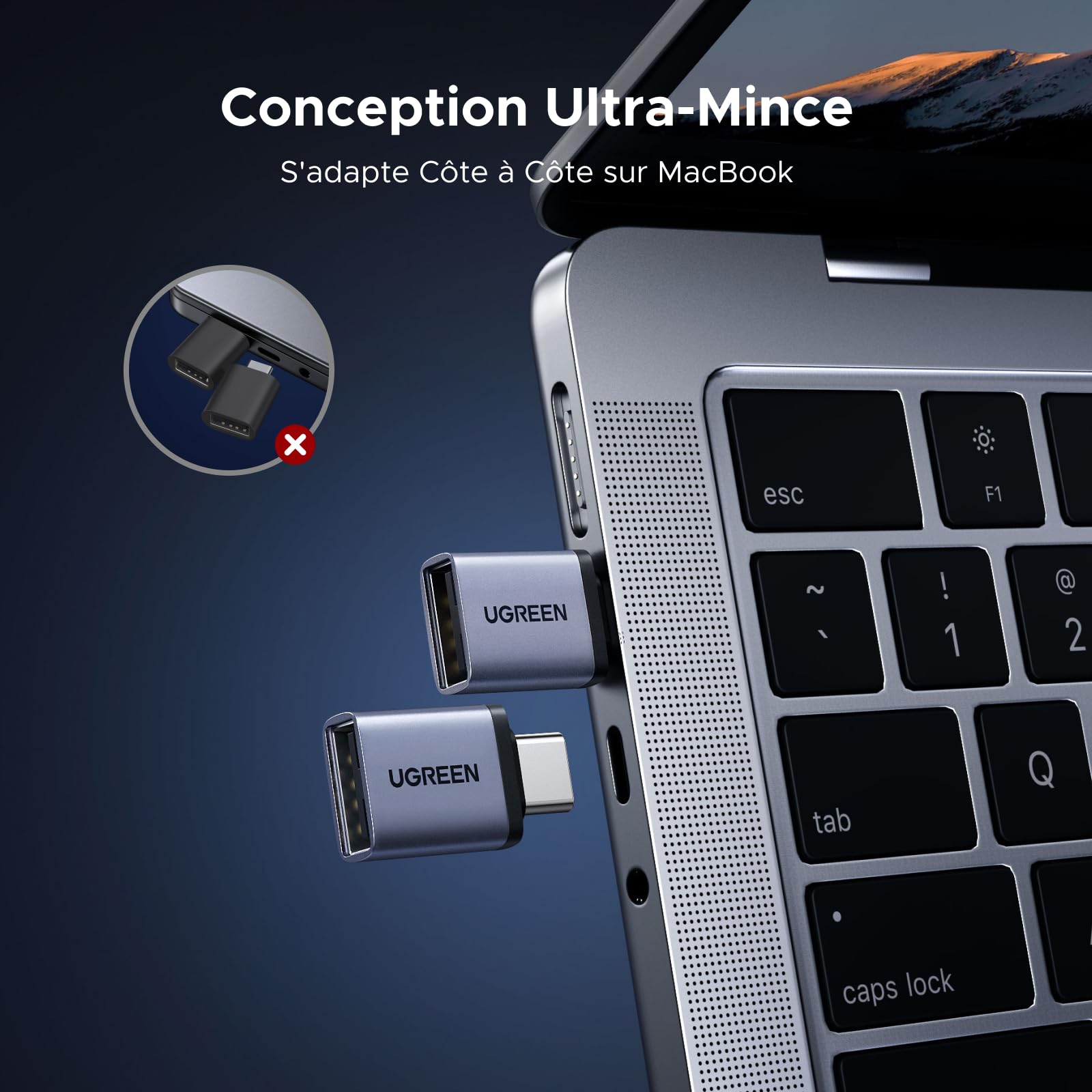 UGREEN Adaptateur USB C vers USB A 3.2 10Gbps OTG Lot de 4 Type-C Mâle vers Type-A Femelle Compatible iPhone 17 Pro Max Air 16 15 MacBook Air iMac iPad Galaxy Tab S9 S25