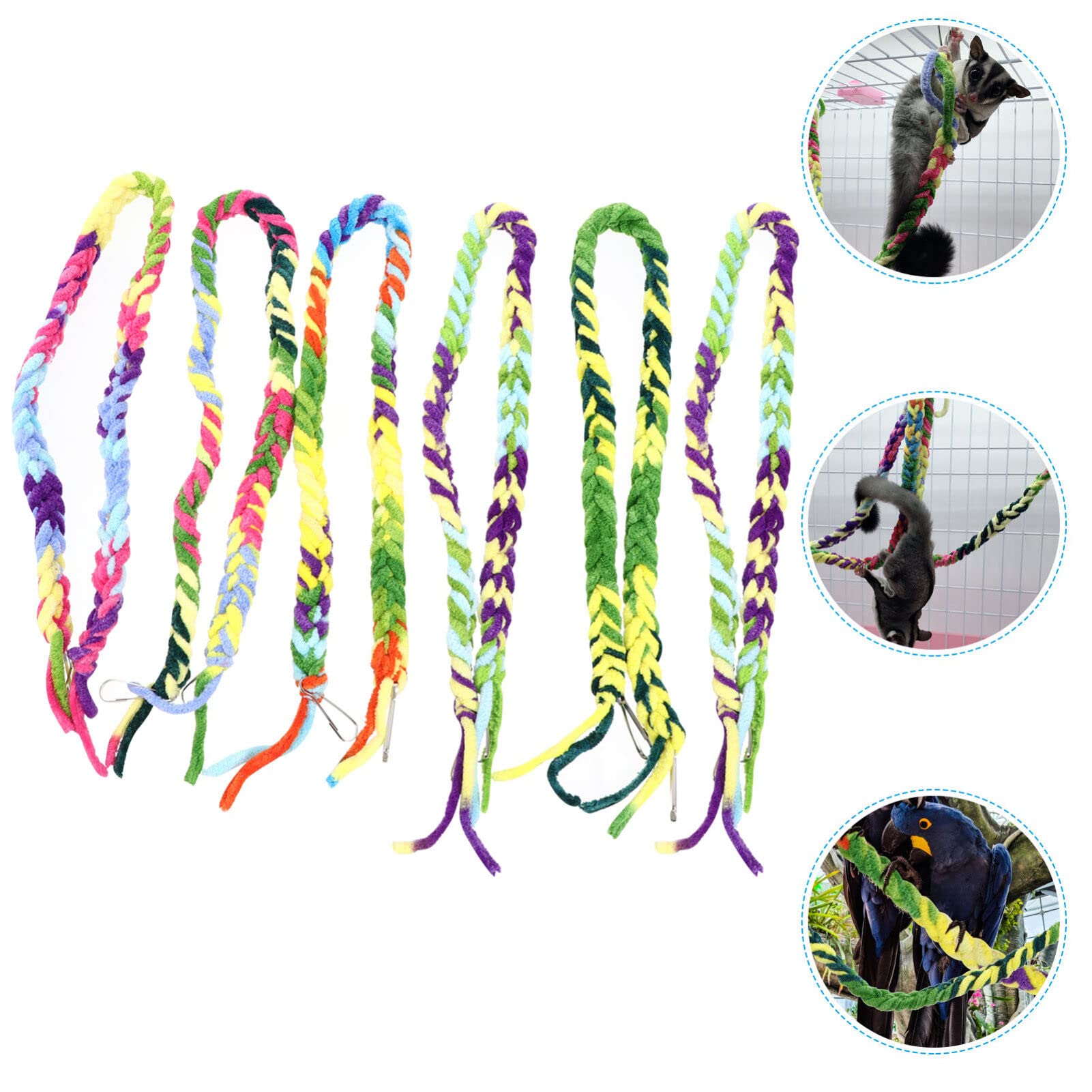 POPETPOP 6pcs Bird Rope Perches Hamster Climbing Rope Bungee Bird Toys Rope Perch Stand Cage Rope Comfy Perch Parrot Toys for Parrot Parakeets Cockatiels Conures Random Color - Image 2