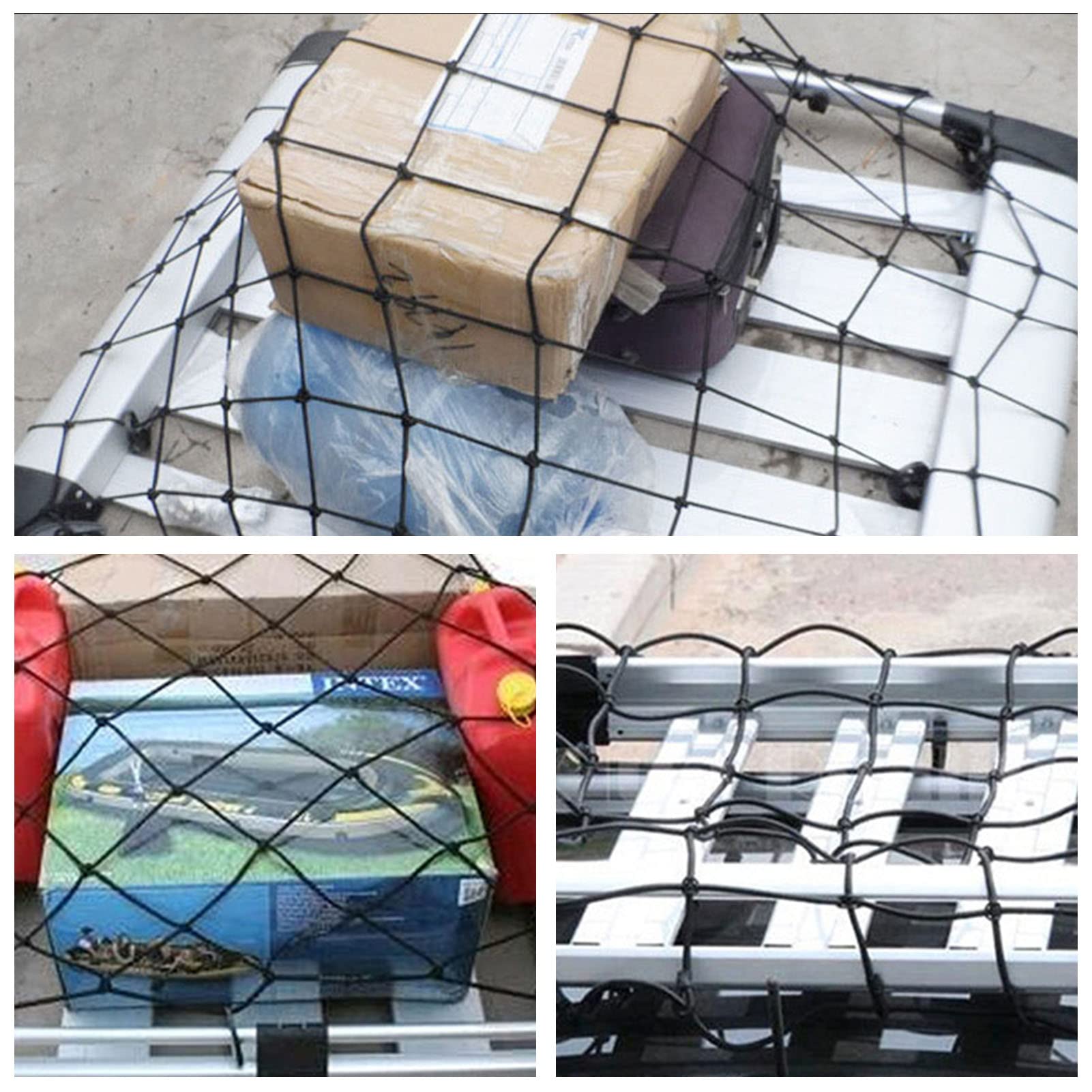 GepäCknetz Auto Kofferraum Auto-Kofferraumnetz, elastisches Gepäcknetz, Fracht-Pickup-Organisator, Aufbewahrung, elastischer Dachträger, Netze mit Haken for Autozubehör Kofferraumnetz GepäCknetz