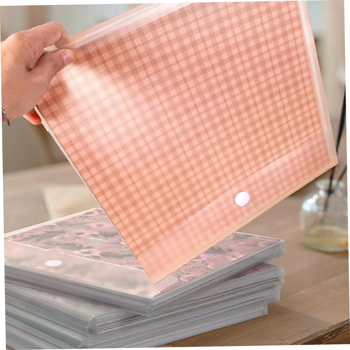 Plastikowe torby do przechowywania zdjęć, album do scrapbookingu, nizer z bezpiecznym zapięciem, do papieru rzemieślniczego, trwałe i lekkie, idealne do projektów DIY i wspomnień, 12 szt