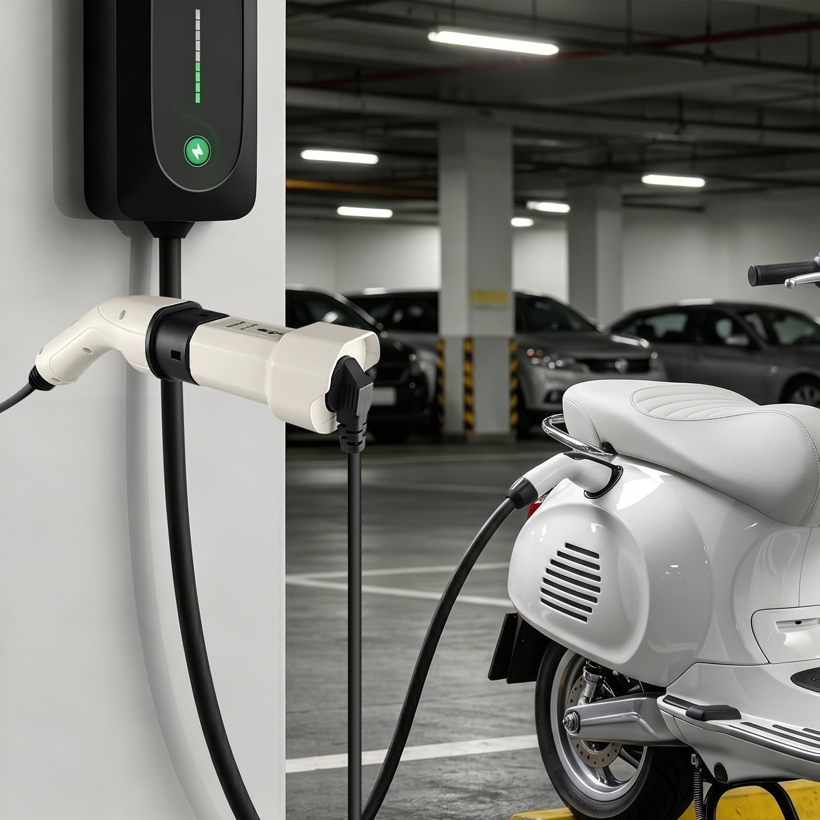 Standardowy adapter sieciowy UE do stacji ładowania typu 2 16a 3,5 kW obudowa PC, biały, przenośny adapter do zasilania skutera elektrycznego, motocykla elektrycznego, roweru elektrycznego