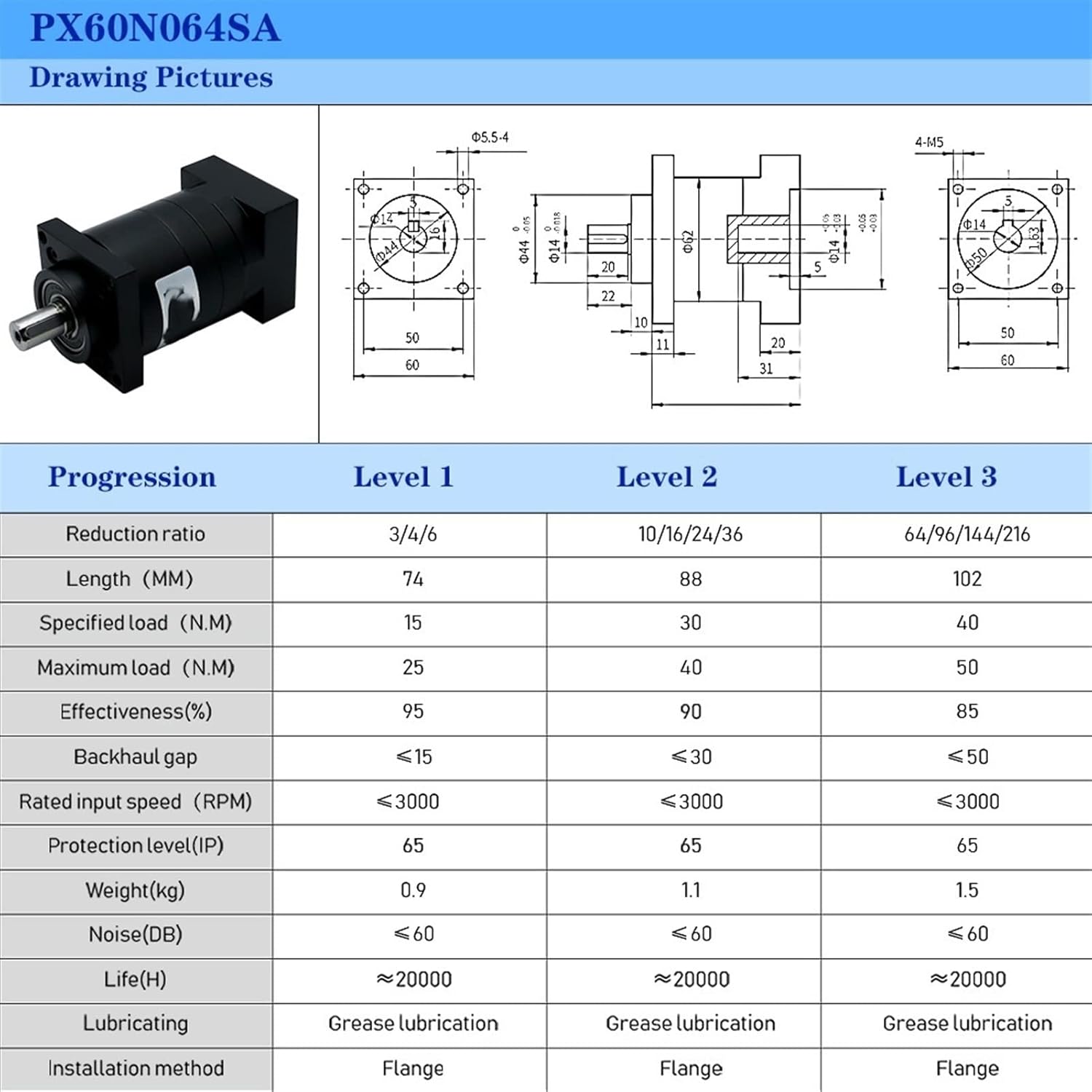 Speed Box Nema23 Nema24 Planetary Gearbox, Speed Ratio 4 5 6 10 :1, 8mm Input Output Carbon Steel Gear Speed Reducer for 57mm Stepper Motor Reducer Gearhead (Size : 3.25 to 1, Color : Nema24)