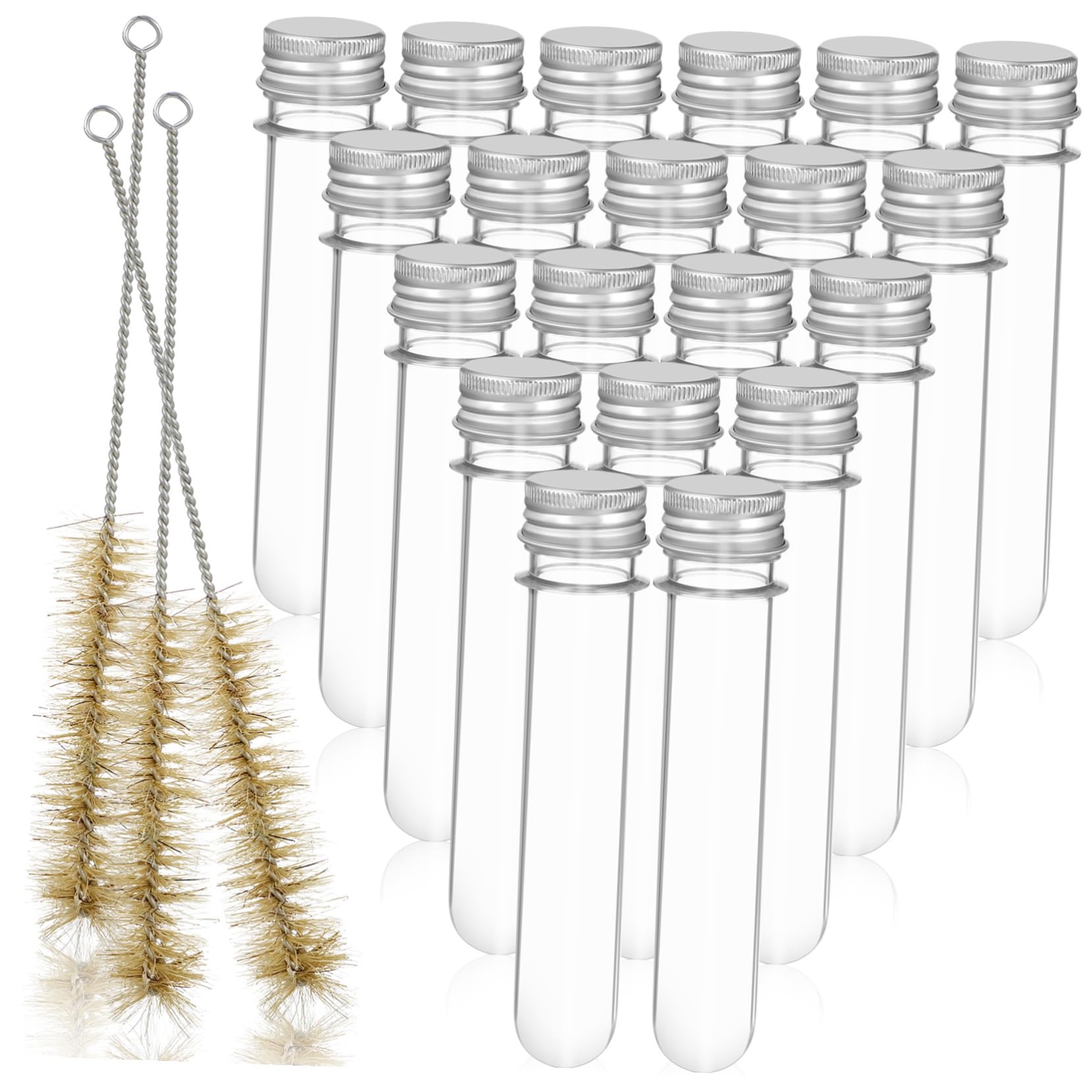 BESTYASH Provette in Plastica Pet Provette Trasparenti con Tappo Vite in Alluminio di Campioni per Oggetti Artigianali