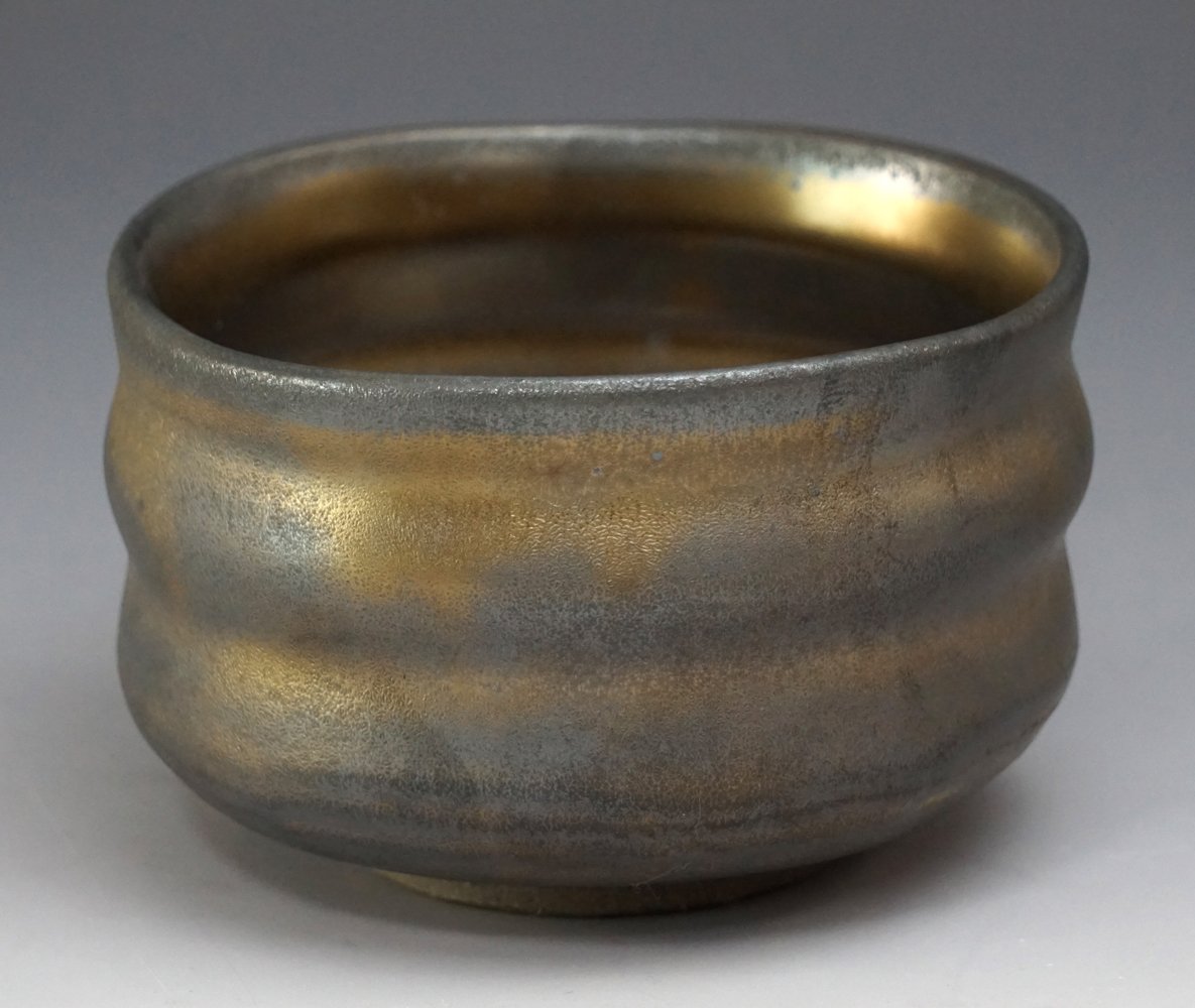 Yamakiikai Japanese Tea cup Matcha Bowl Brown Ibushi pattern made by ?? (Takase) F1728 from Japan