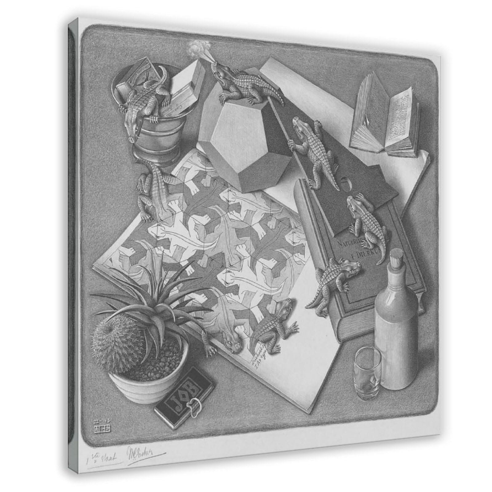 WCYB Reptiles by Maurits Cornelis Escher Posters Prints Canvas Deco Paintings Wall Art Frame 28" L X 28" W