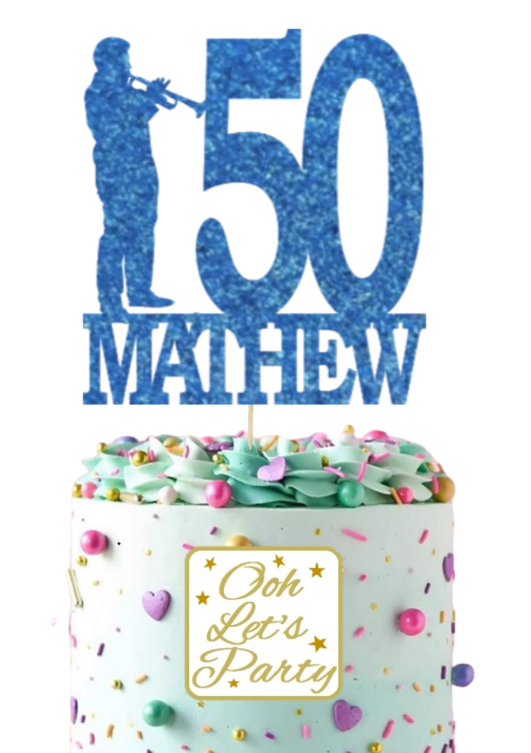 Trumpet Player Birthday Cake Topper, Choose Your Name, Age & Colour.