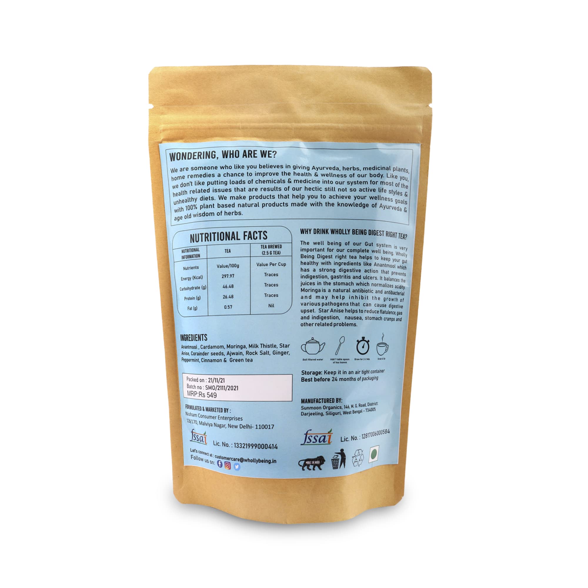 Wholly Being-Digest Right Tea for better digestion & gut health 100gm with Anantmool, Moringa, star Anise 2