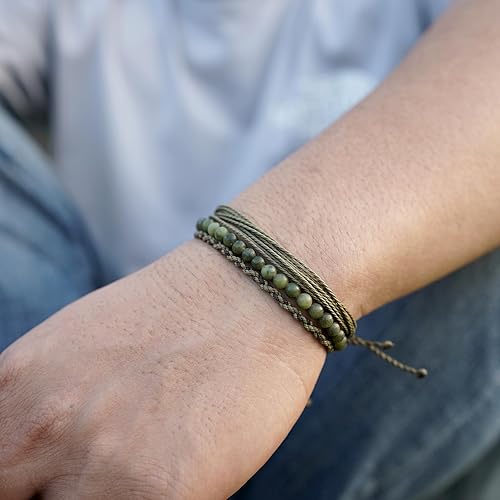 Miniatura 143 de Handmade Natural Stone Beaded Healing Bracelet Gift for Men Adjustable Rope String Bracelet