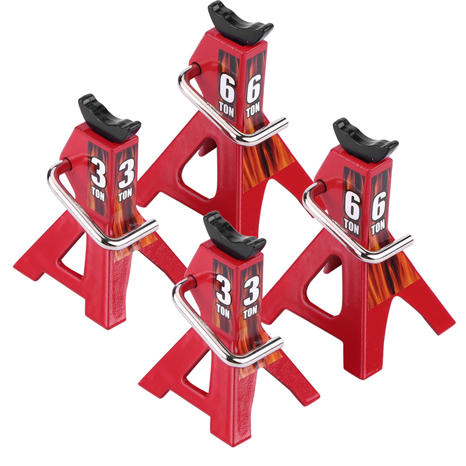 Oumefar RC Jack Stand, 4 Pezzi Metallo 6 TON 3 TON Simulazione Jack Supporti ASSE Supporti Accessori Auto RC per D90 Axial Wraith SCX10 1/10 RC Crawler Car