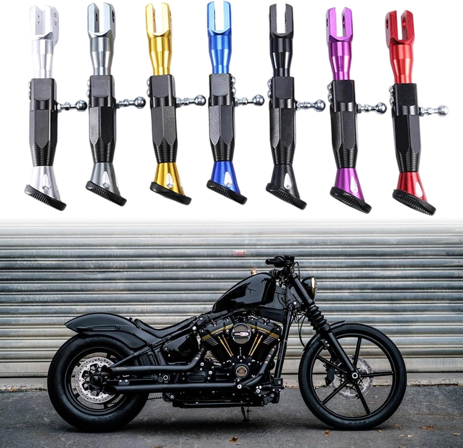 Motorrad Seitenständer Für Honda TRANSALP XLV 650 700 Dominator NX 650 FMX 650, HöHenverstellbarer Motorrad SeitenstäNder Aluminiumlegierung Belastung rutschfeste FußPlatte Einfache,Black