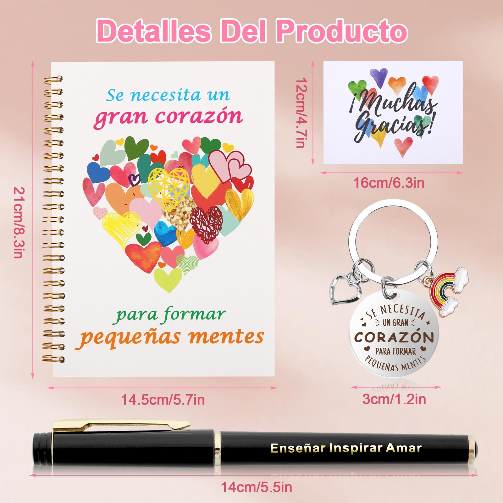 Echehi Set De 6 Piezas Regalo Profesora Infantil Con Tote Bag, Cuaderno A5, Bolígrafo, Llavero, Caja De Regalo Para Profesora Maestra Personalizado
