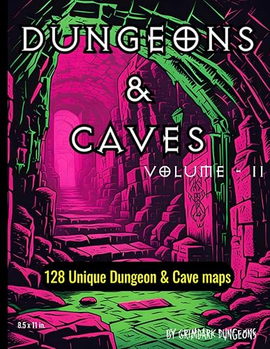 Dungeons &amp; Caves Volume 2: Another 128 unique dungeon maps and cave maps in a full 8.5 x 11 book perfect for you to use in 5e or any fantasy RPG! ... A link to the map files is provided!