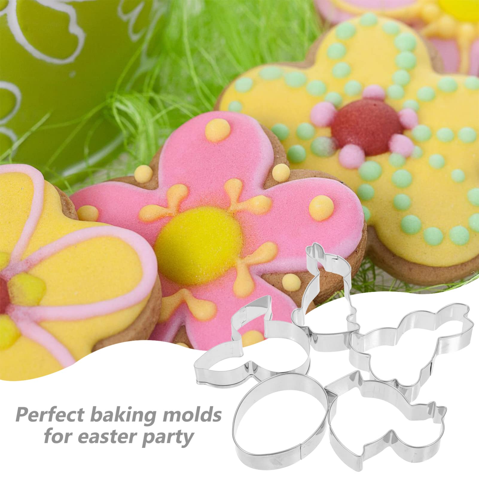 Abaodam 10piezas Cortadores De Galletas De Conejito y Pollito De Pascua Moldes De Galletas De Acero Inoxidable Para Decoración De Pascua y Fiestas Familiares