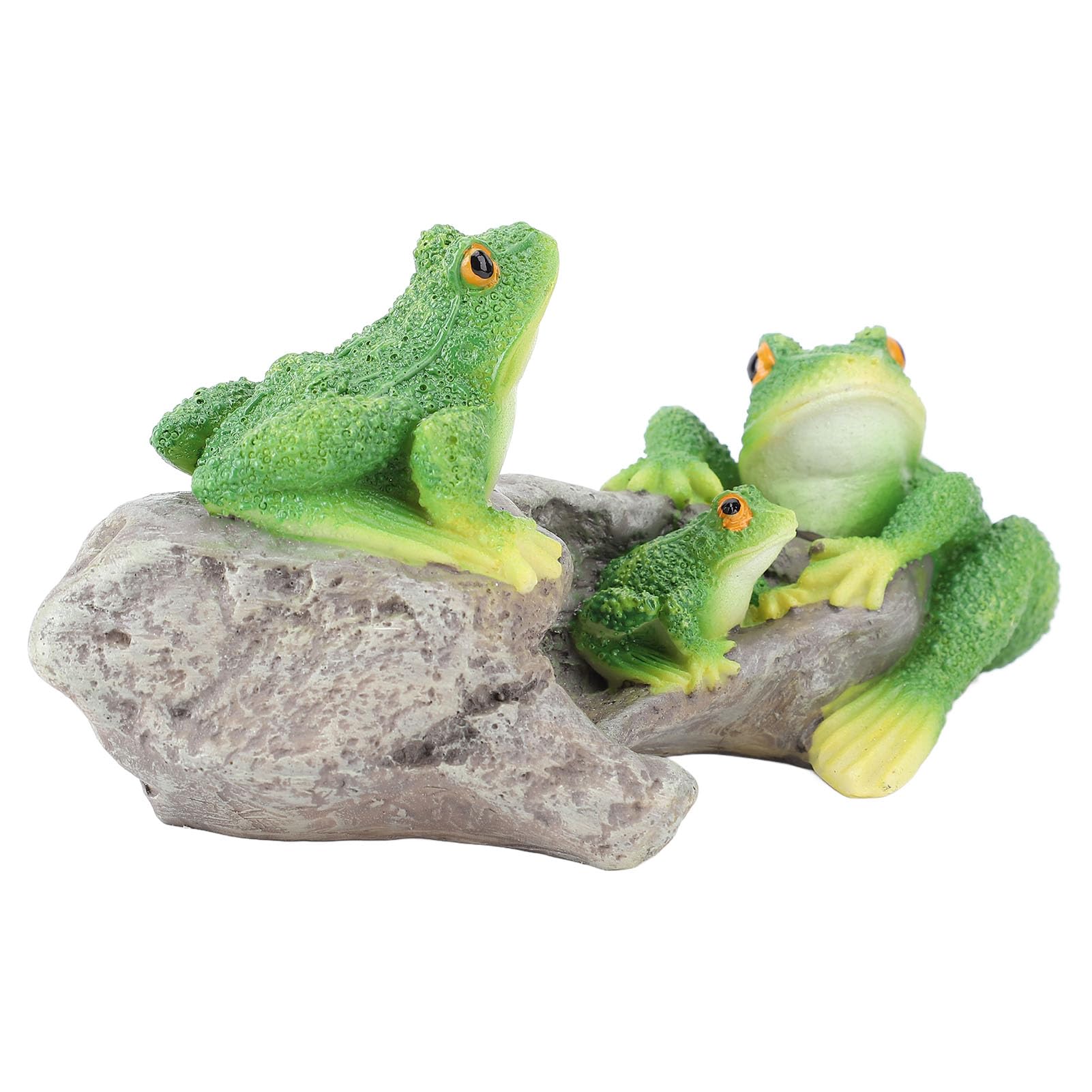 Cocoarm Statue Resin Figurine Weatherproof Lawn Ornament Cute Sculpture for Garden Patio Yard Balcony Indoor Plant Display for Kids and Adults (Frogs On The Stone)