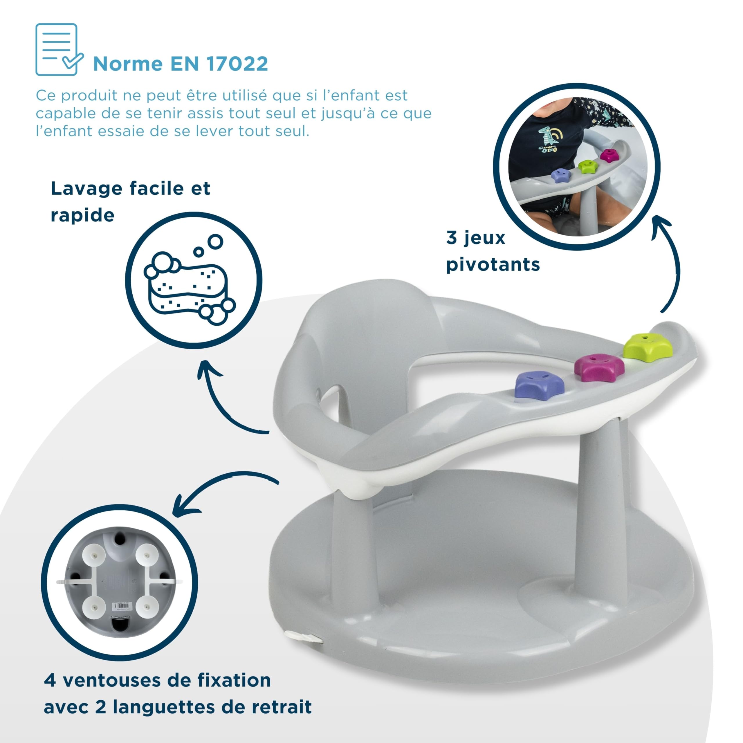 THERMOBABY Anillo de baño Aquababy de 7 a 16 meses - Gris Charm