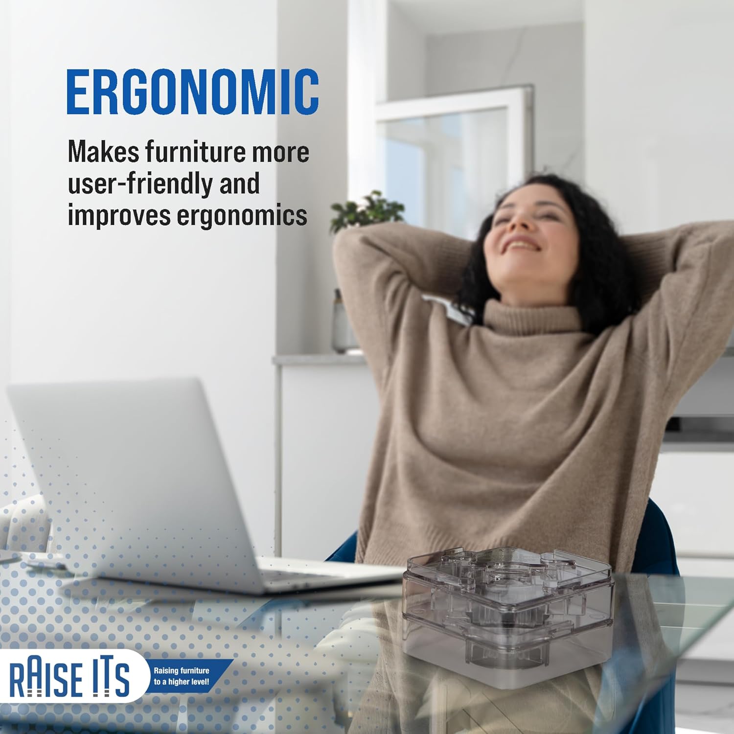 Headwind Raise ITS Furniture Risers Bed Risers Desk Risers, Clear 1"x4"x4" (8 Count)